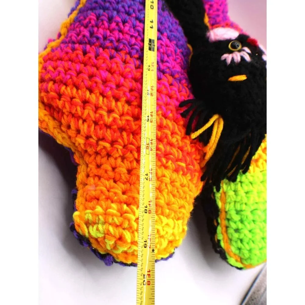 Handmade Crochet Butterfly Pillow Rainbow Cozy Plush Toy Security Cottagecore
